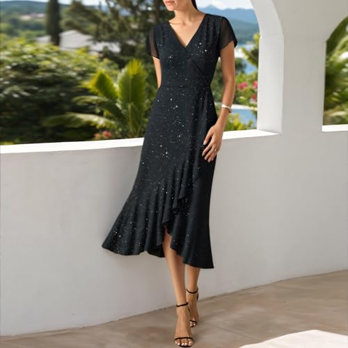 Black Formal Dresses for Women Gowns Evening Party Cocktail Dress,Women Formal Party Dress,V Neck Wedding Guest Dresses.3