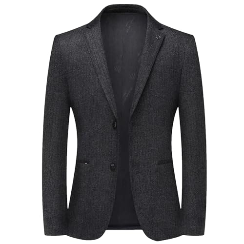 Alloaone Men's Business Casual Tweed Sport Coats Two Button Wool Blend Formal Jacket