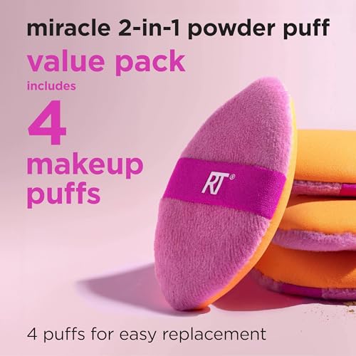 Real Techniques Miracle 2-In-1 Powder Puff, Dual-Sided Makeup Blending Puff, Reversible Elastic Band - Image 2