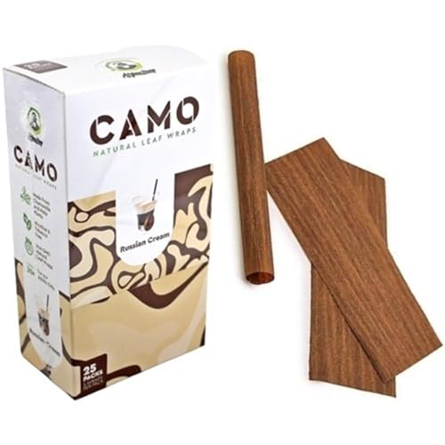 Camo Wraps - Russian Cream Flavor Natural Rolling Papers - Full Box 25 Pouches
