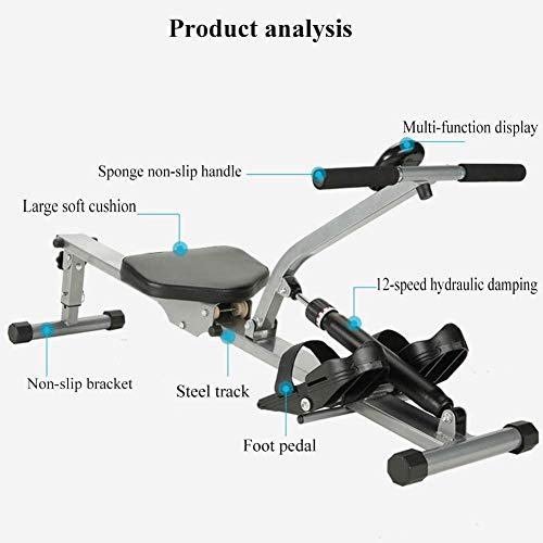 Image of Rowing Machine,Indoor Foldable Rowing Machine Hydraulic with 12 Adjustable Resistance,Workout Fitness Equipment,LED Monitor,for Home Gym