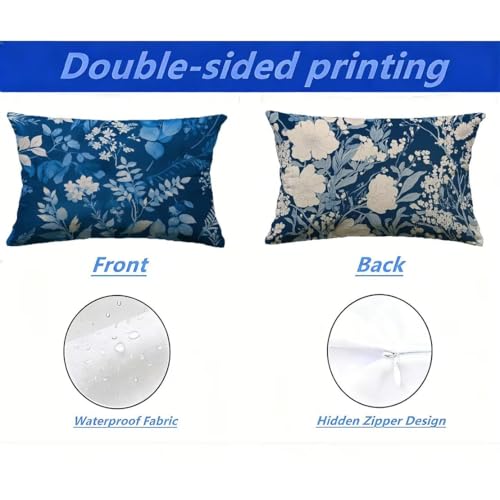 Housse de Coussin de Jardin 60x80 Bleu Marine Décoratif Rectangulaire
