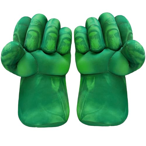 JEEK Superhéroe Manos Puños Niños Gigantes Puños Guantes Juguetes Smash Guantes de Boxeo Juguetes Regalos Guantes de Peluche Suave para Niños Niños Niñas (Verde A)