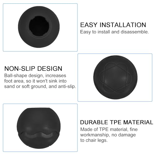 PATIKIL 0.55 Inch Chair Feet Replacement, 8 Pack TPE Outdoor Camping Chair Leg Tips Ball Cap Folding Chair Legs Floor Protectors Stability on Rugged Fit for 0.55"(14mm) Chair Feet, Black miniatura 4
