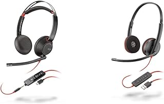 Plantronics - Blackwire C5220 - Wired, Dual-Ear Headset with Boom Mic - USB-C, 3.5 mm to connect to your PC, Mac, Tablet, or Cell Phone & Blackwire 3220 USB-A Wired Headset - Dual Ear with Boom Mic
