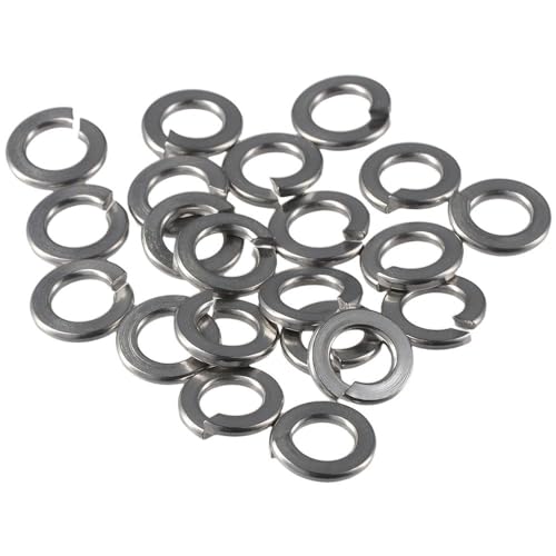 SHUATI 50Pcs Elastic Gasket, Stainless Steel Washer Assortment Kit, Sliver Spring Washer Spring Lock Washers, 3/8