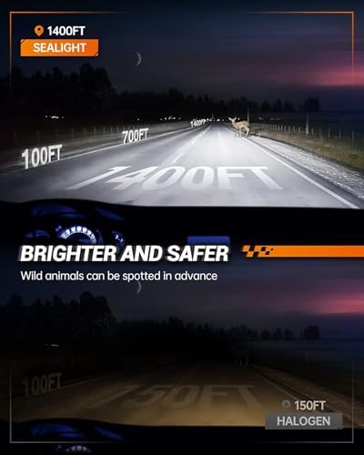 SEALIGHT H4/9003/HB2 LED Headlight Bulbs 50000 Lumens 800% Brightness, X1 Dual High/Low Beam LED Headlights Conversion Kit, 6000K Xenon White, H4 Halogen Replacement, IP67 Waterproof, Pack of 2 - 1