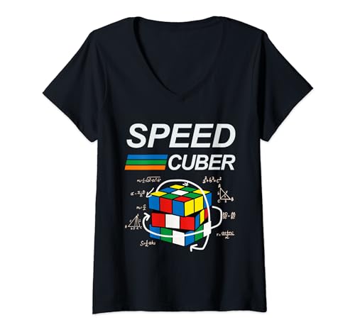 Mujer Speed Cuber Competitivo Puzzle Divertidos Speedcubing Jugadores Camiseta Cuello V
