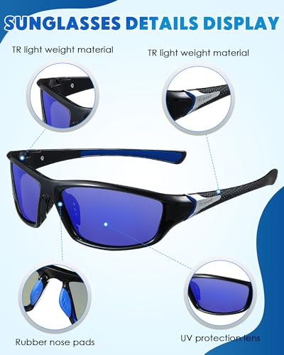 Image of Frienda 6 Pack Polarized Sport Sunglasses for Men Multipack Fit over Glasses Pack Lot Set Men's Sport Fishing Eyeglasses
