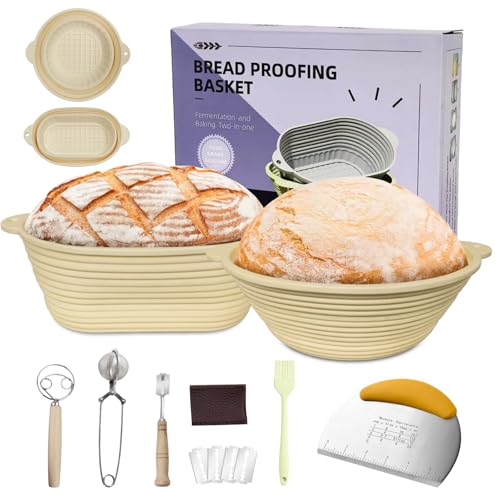 Cestas de fermentación plegables de silicona con kit de panadería amarillo 2