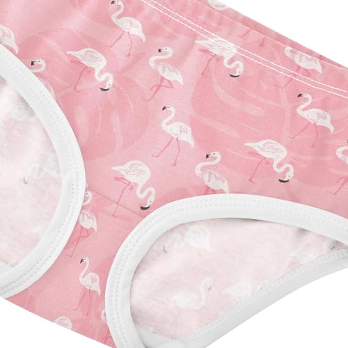 Girls' Underwear Pink Palm Leaf Flamingo Cotton Stretch Comfort Toddler Panties4