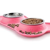 Hubulk Pet Dog Bowls 2 Stainless Steel Dog Bowl with No Spill Non-Skid Silicone Mat + Pet Food Scoop Water and Food Feeder Bowls for Feeding Small Medium Large Dogs Cats Puppies (S, Pink) — image 5