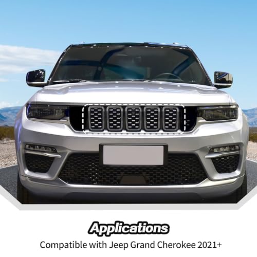 Image of Carbon Fiber Grill Inserts for 2021+ Jeep Grand Cherokee Grill Cover Trim Accessories (7PCS)