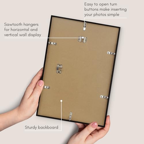 Americanflat 11x16 Picture Frame with Polished Plexiglass - Streamline Collection - Thin Border Picture Frame for Wall Display - Hanging Hardware Included - Black