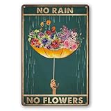 Umbrella No Rain No Flowers Retro Metal Tin Sign Pub Bar Man Cave Club Decoration 12x16 Inch