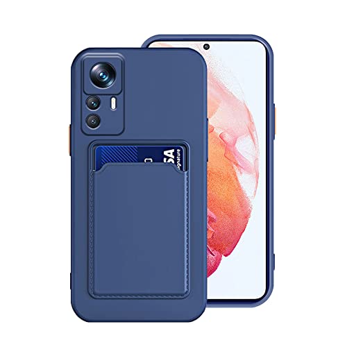 Compatible con Funda Xiaomi 12T Pro Tarjetero Verde,Carcasa Xiaomi 12T Pro Silicona Líquida TPU Suave Protección Antigolpes y Anti-Arañazos Case Thin (Azul)