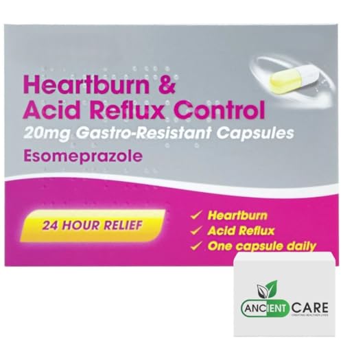 Esomeprazole 20mg Heartburn & Acid Reflux Control – 24-Hour Acid Reducer for Indigestion & Heartburn – Fast-Acting, Delayed-Release Capsules – Reduces Stomach Acid 14 Count