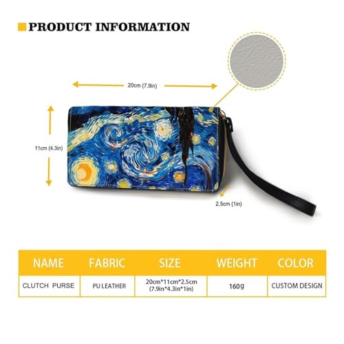 COEQINE Women'S Designer Wallets with Chain Art Blue Starry Night Leather Elegant Long Slim Card Holder Case Minimalist Coin Purse Thin Cellphone Handbag with Handles2