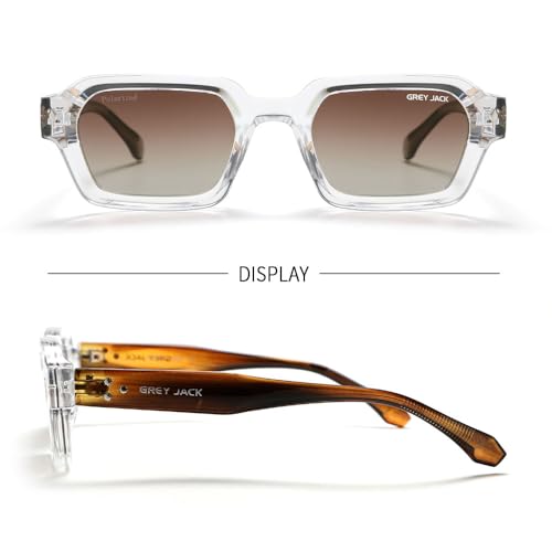 Image of grey jack TR90 Rectangle Polarized Sunglasses for Men Women,Stylish Full Rim Eyewear for UV Protection 21040