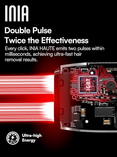 INIA Laser Hair Removal for Women and Men, IPL Hair Removal Device with Ice-Cooling, Double Effectiveness & 5 Flashes per Second for Long-Lasting and Nearly Painless Results