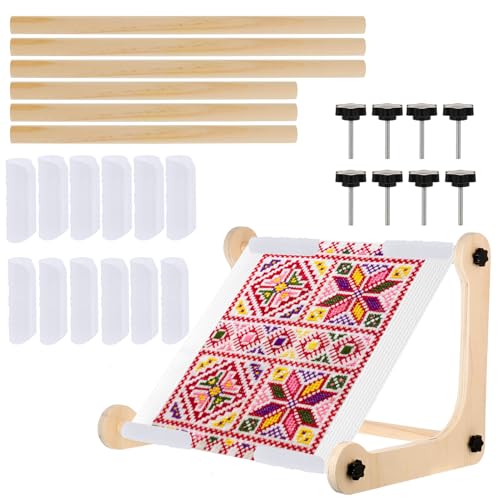 Adjustable Embroidery Table Stand,Cross Stitch Hoop Stand,Wood Embroidery Holder,Cross Stitch Frame for Lap or Table Top Cross Stitch or Tapestry Needlepoint Embroidery,2 Sizes Rod ( 11.8
