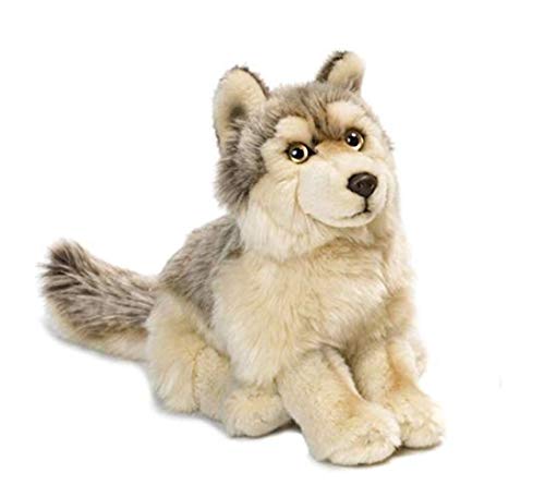 TAMMYFLYFLY Little Silver Grey Wolf Lifelike Plush Beanbag Stuffed Animal Toy