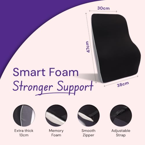 Image of Careforce Lumbar Support Cushion Orthopedic Back Rest Pillow Memory Foam Cushion for Office Chair, Car & Home Ergonomic Back Support for Pain Relief, Posture Correction & Spine Alignment, S