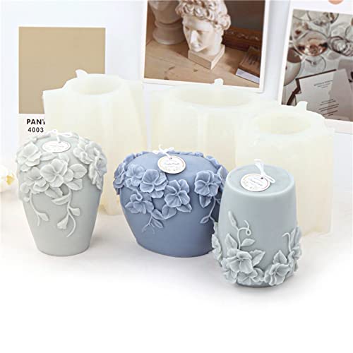 Cylinder Candle Molds Silicone, 3D Rattan Flowers Silicone Candle Mould For Aromatherapy Candle, Handmade Soap Making, Wax Melt Molds, Diy Craft, Home Decor (A) #TOP2