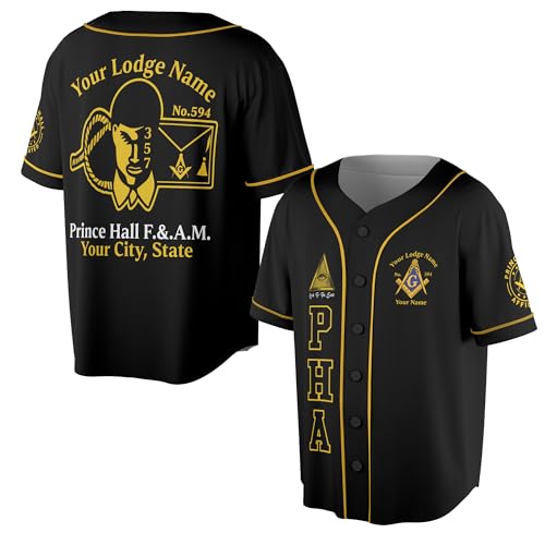 Camiseta de béisbol personalizada Prince Hall Affiliated F&AM PHA The Black Suits Freemason 3D talla S-5XL miniatura 1