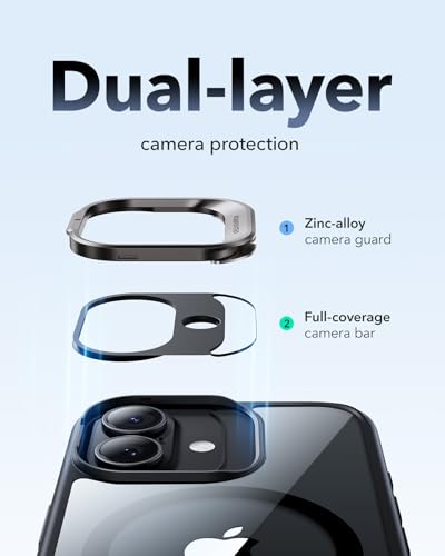 Image of ESR for iPhone 17 Case with Stash Stand, Camera Control Cover Compatible with MagSafe, Military-Grade Drop Protection Magnetic Phone Case, Scratch-Resistant Back Cover,Clear Black