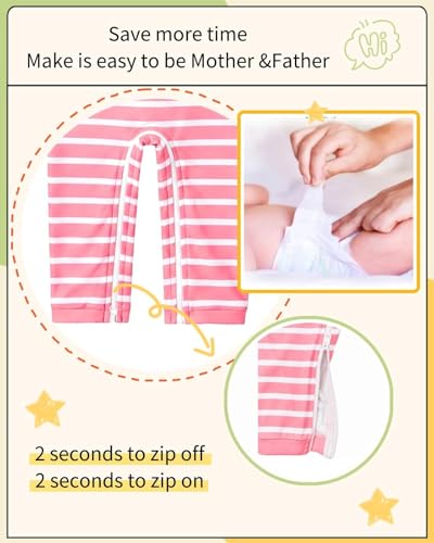 Image of weVSwe Baby Girl Toddler UPF 50+ Rash Guard Swimsuit Sun Protection Beachwear Zipper Bathing Suit 0-3 Years