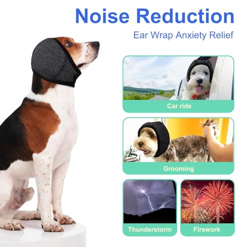 Image of MIGOHI Dog Calming Hoodie,Dog Ear Muffs Noise Protection, S | Durable Ear Cover for Hematoma, Adjustable Sound Proof Ears Covers for Dogs, Fireworks, Travel, Grey