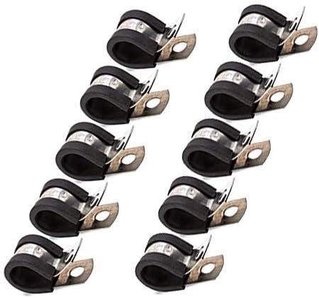 5/8 Fuel Line Tubing Mounting Clamps 304 Stainless Steel Cable Clamp Hardware Rubber Cushioned Insulated Metal Clamp Tube Holder for Tube Pipe or Wire Cord Installation Pack of 10 pcs