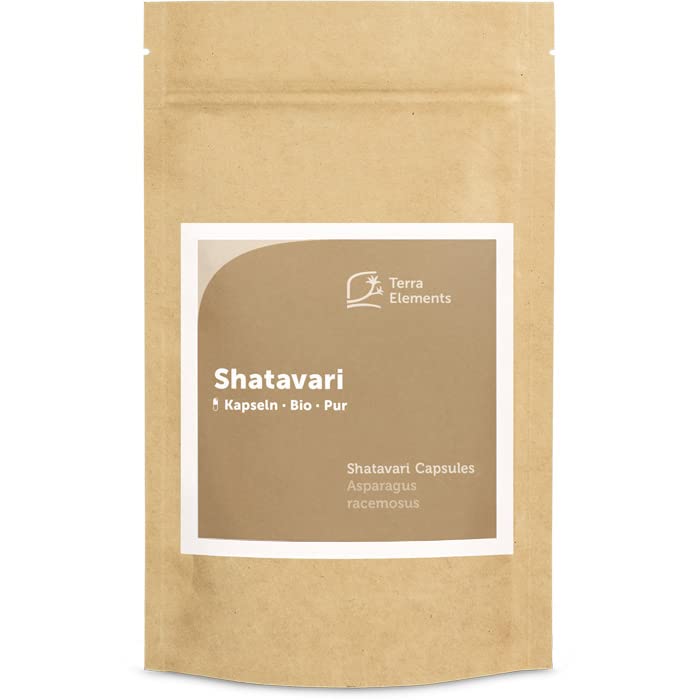 Terra Elements Bio Shatavari Kapseln (400 mg, 150 St) I Indischer Spargel I Pflanzliche Zellulose I 100% rein I Vegan I Rohkost