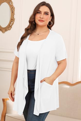 Image of TIANZHU Plus Size Cardigan for Women Lightweight Short Sleeve Summer Dressy Light Cardigan