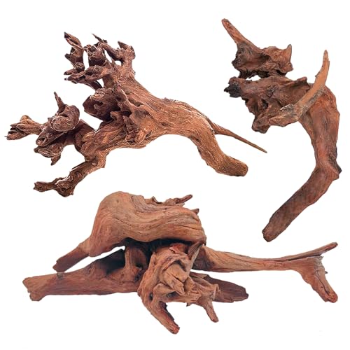 WDEFUN Natural Driftwood for Aquarium Decor, 3-Piece 7”-11” Large Driftwood for Decorations on Fish Tank, Reptiles Bearded Dragon Accessories or Air Plants