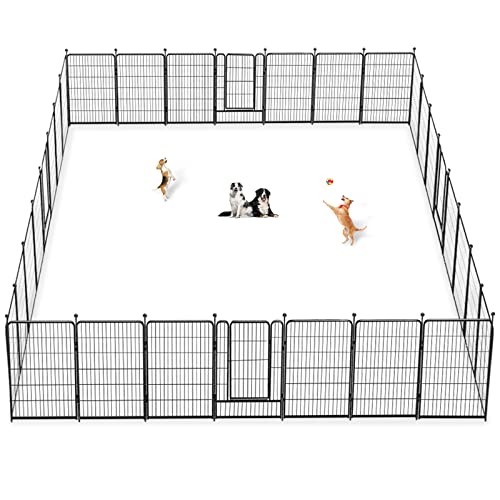 Dog Playpen 40 inch 30 Panels Indoor Outdoor Dog Pen for Large/Medium/Small Dogs Heavy Duty Metal Dog Fence Outdoor for Yard, Puppy Playpen with Door Portable Pet Fence for RV Camping Yard