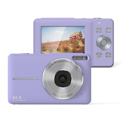 Câmera digital, câmera digital FHD 44MP 1080p para crianças, apontar e fotografar com zoom de 16x, c