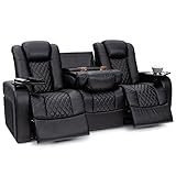 Seatcraft Aeris Sofa, Leather Gel, Powered Headrest, Power Recline, Fold-Down Table w/USB, Power, Black