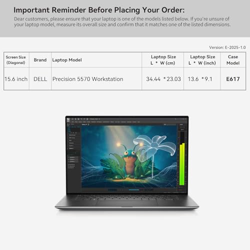 Smatree 15.6 inch Laptop Sleeve for DELL Precision 5570 Workstation, DELL Laptop Case with Accessory Pocket, YKK Zipper, Patented Shockproof Design (E617)2