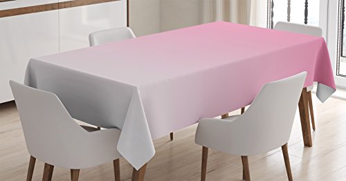 Ambesonne Ombre Tablecloth, Dreamy Light Pink Waterfall Inspired Modern Digital Print Girls Room Decorations, Dining Room Kitchen Rectangular Table Cover, 52" X 70", Light Pink