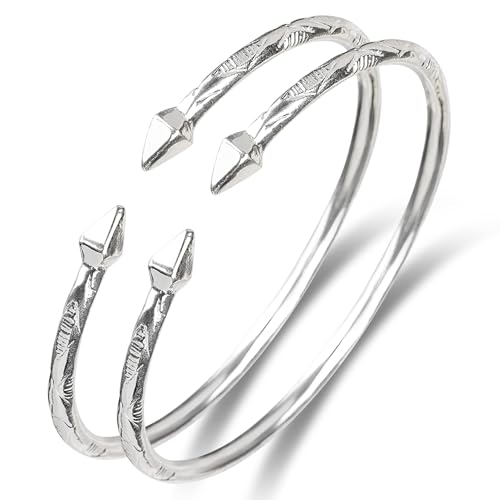 Pyramid .925 Sterling Silver West Indian Bangles, Made in the Usa, 1 pair