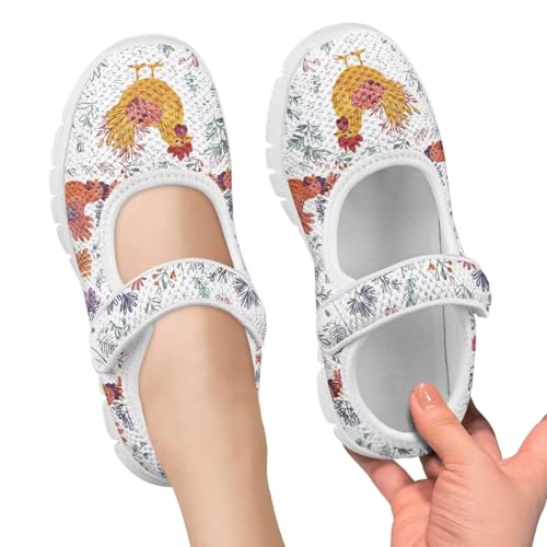 Cartoon Chicken Print Girls Dress Shoes Toddler Mary Jane Girls School Shoes Kids Breathable Mesh Walking Shoes for Travel，Wedding,Party3