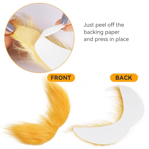 2 PCS Yellow Mustache and Eyebrows with Spare Tape, 2 Novelty Realistic Yellow Fake Mustache Beard and Eyebrows for Adults, Halloween Cosplay Costume Party Favors3