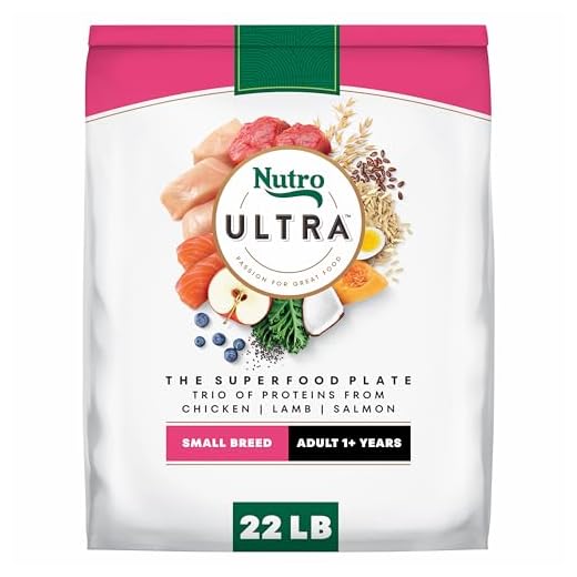 Nutro Ultra Adult Small Breed Dog Food Dry Recipe, Dry Dog Food for Small Dogs, Chicken, Lamb and Salmon Protein Trio, 22 lb. Bag