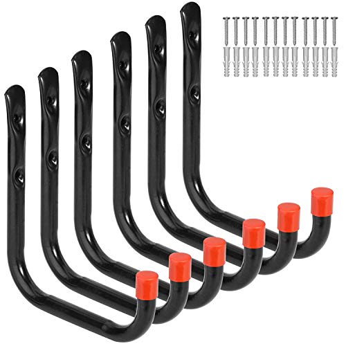Heavy Duty Garage Storage Utility Hooks Wall Mounted Tools Hangers Organizer (6 Pcs Black 7.1