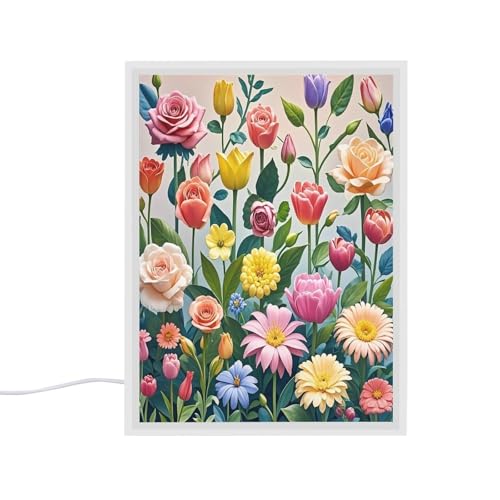 Espejo de tocador de flores FekiLoot con luz regulable 2