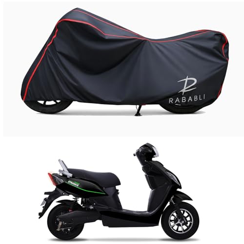 Image of Waterproof Bike Body Cover Compatible for | Pure EV eTryst 350 | Taffeta Fabric, Red Piping Design, Bottom Elastic Fit | Dustproof, Sun UV & Rain Protection for All Bikes