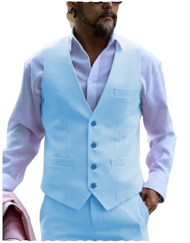 Men's Suit Vest Business Formal Dress Waistcoat Vest for Groomsmen Suit or Tuxedo