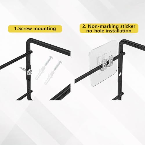 ASelected Set of 4 Metal Spice Racks Black Spice Racks with 8 Stickers and Screws Kitchen Cabinet Pantry Door Spice Organiser - 29×6.8×6.5 CM - Cosy Home Interiors ASelected Set of 4 Metal Spice Racks Black Spice Racks with 8 Stickers and Screws Kitchen Cabinet Pantry Door Spice Organiser - 29×6.8×6.5 CM - Image 3